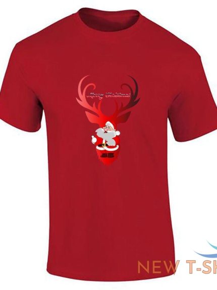 santa reindeer print merry christmas t shirt cotton mens boys short sleeve top 0.jpg