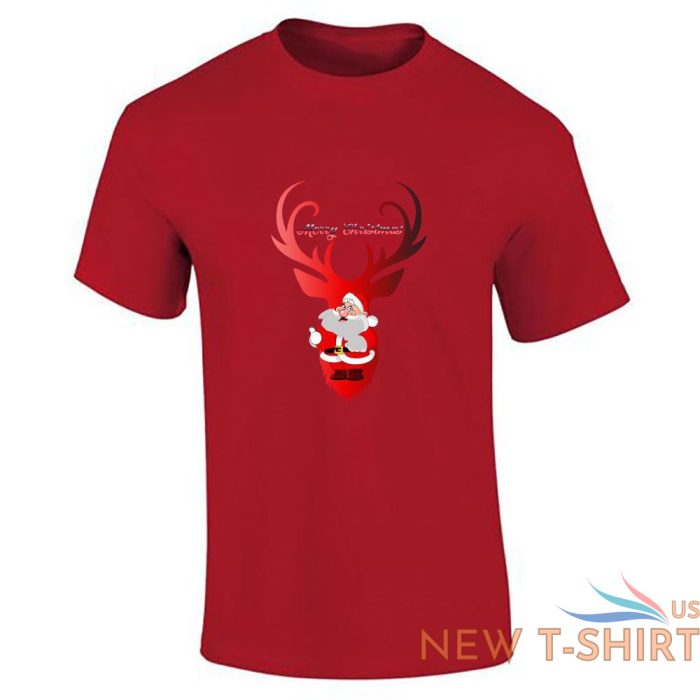 santa reindeer print merry christmas t shirt cotton mens boys short sleeve top 3.jpg