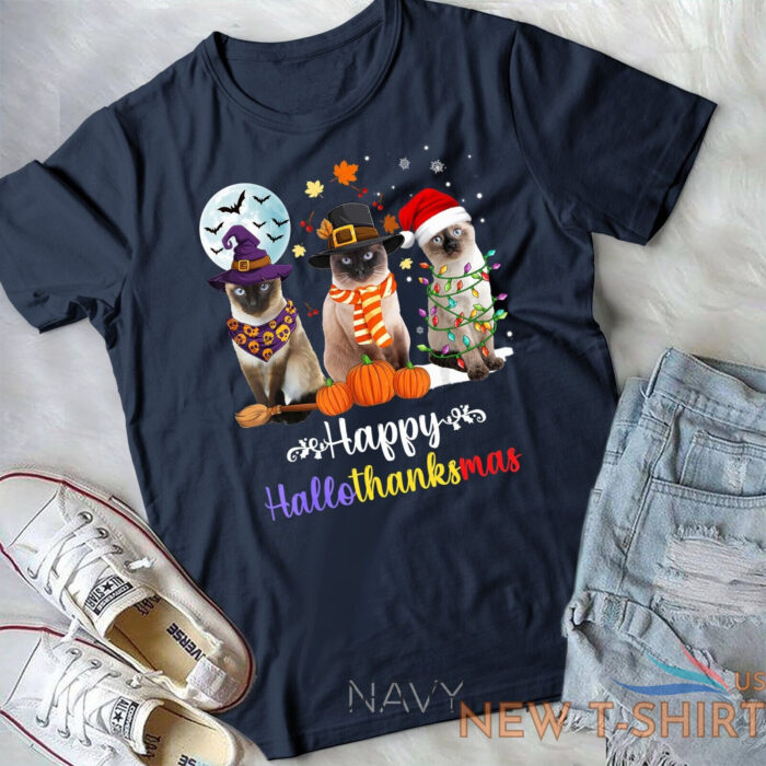 siamese cat halloween merry christmas happy hallothanksmas unisex t shirt 4.jpg