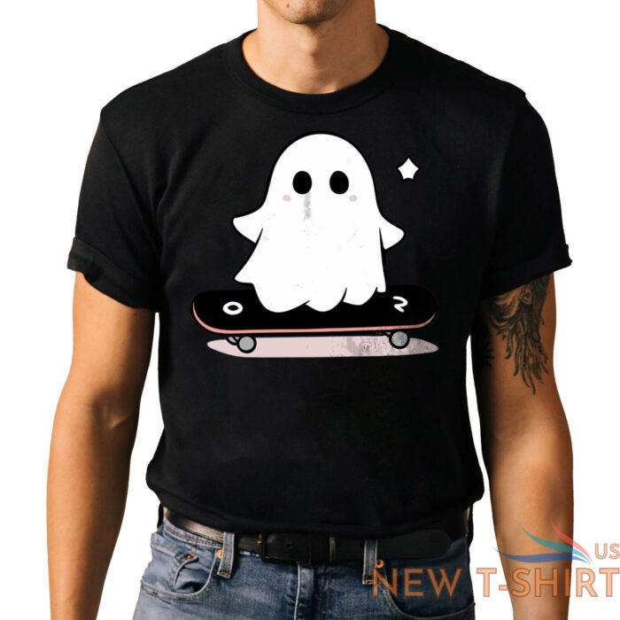 skateboarding kawaii ghost t shirt lazy funny halloween shirt 0.jpg