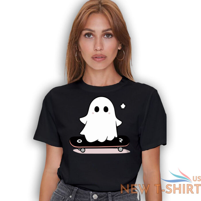 skateboarding kawaii ghost t shirt lazy funny halloween shirt 2.jpg