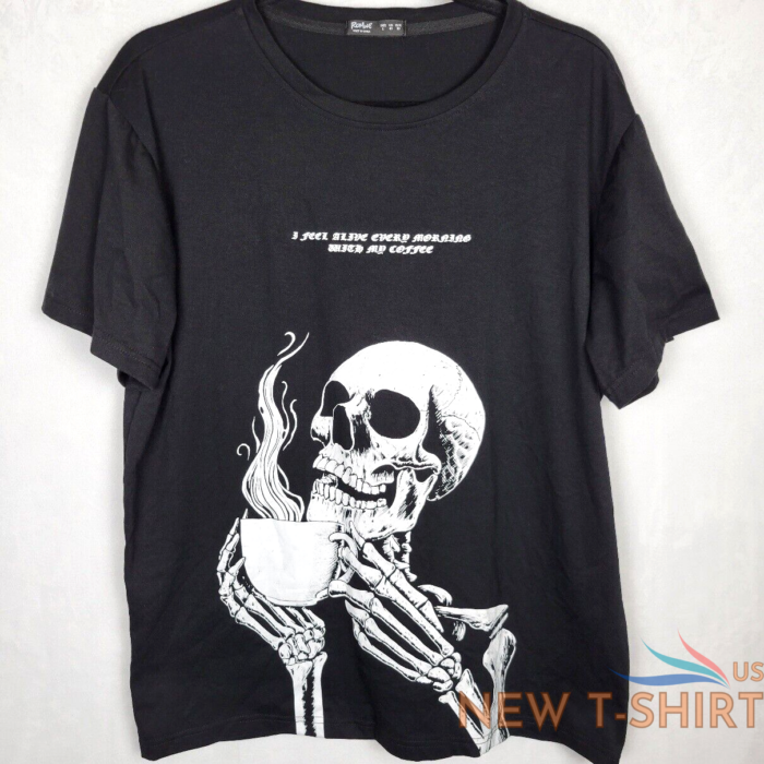 skeleton drinking coffee feel alive halloween party funny t shirt romwe large 0.png