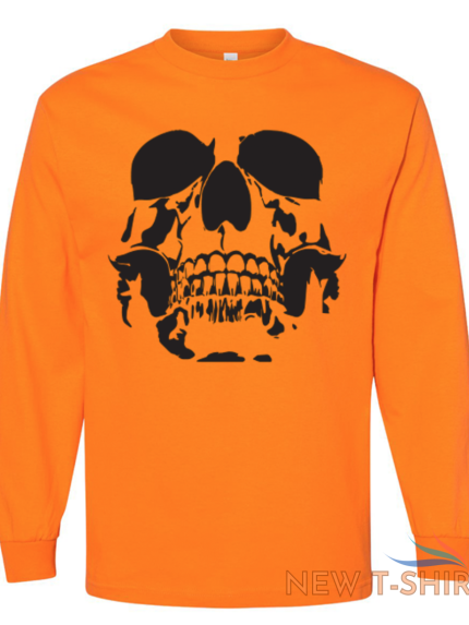 skull halloween long sleeve graphic tee unisex apparel custom holiday design 1.png