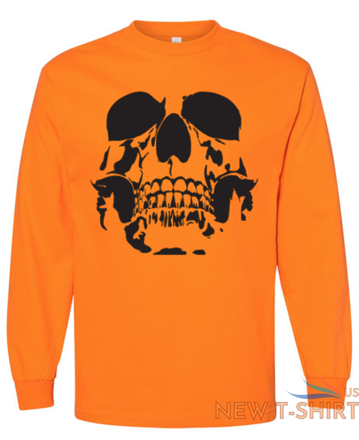 skull halloween long sleeve graphic tee unisex apparel custom holiday design 1.png