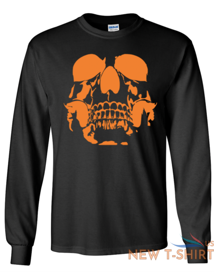 skull halloween long sleeve graphic tee unisex apparel custom holiday design 7.png