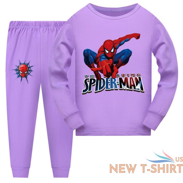 spider man kids boys girls t shirt pants pajama set pyjamas pjs sleepwear 5.jpg