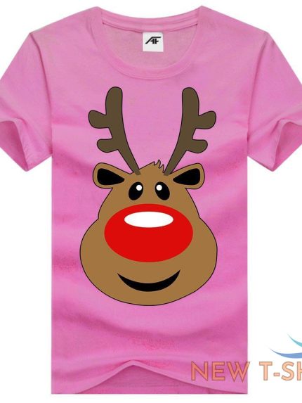 the reindeer face christmas printed girls t shirts novelty tee shirt crew neck 0.jpg