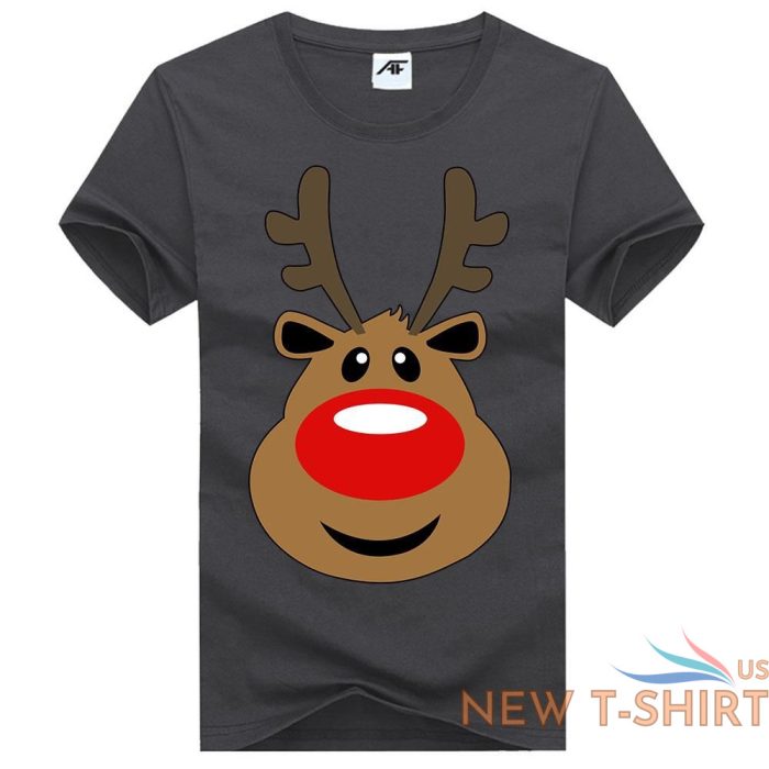 the reindeer face christmas printed girls t shirts novelty tee shirt crew neck 3.jpg