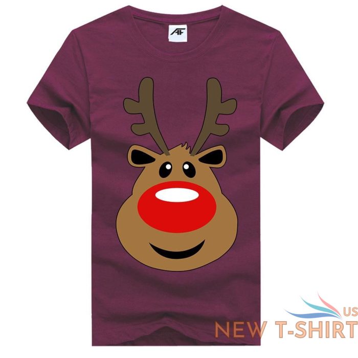 the reindeer face christmas printed girls t shirts novelty tee shirt crew neck 6.jpg