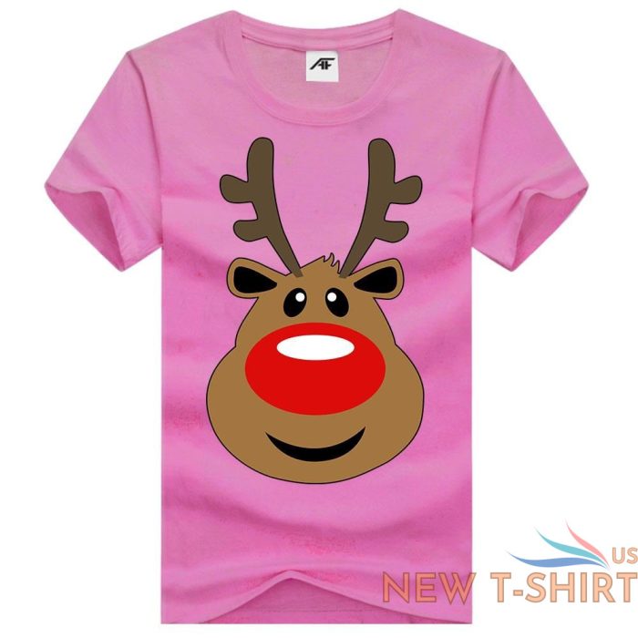 the reindeer face christmas printed girls t shirts novelty tee shirt crew neck 9.jpg