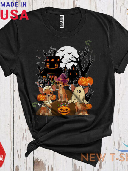 three chihuahua mummy pumpkin boo witch scary lover matching halloween t shirt 0.jpg