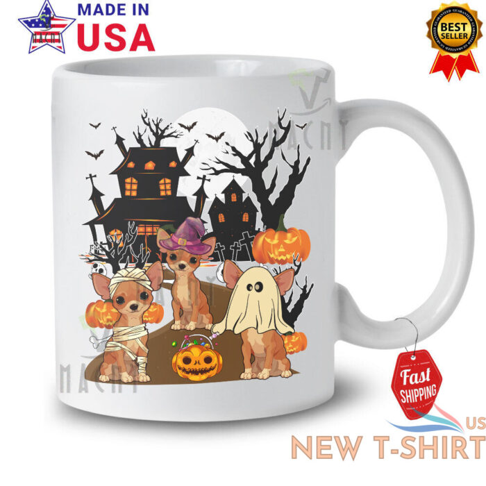 three chihuahua mummy pumpkin boo witch scary lover matching halloween t shirt 2.jpg