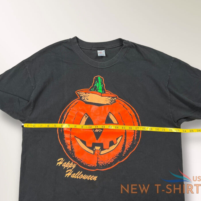 vintage 90s happy halloween pumpkin single stitch faded black t shirt xl usa 7.jpg