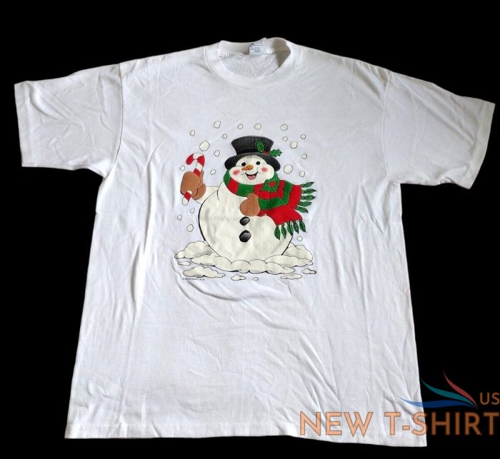 vintage 90s snowman tshirt puffy paint xl white single stitch christmas 0.jpg