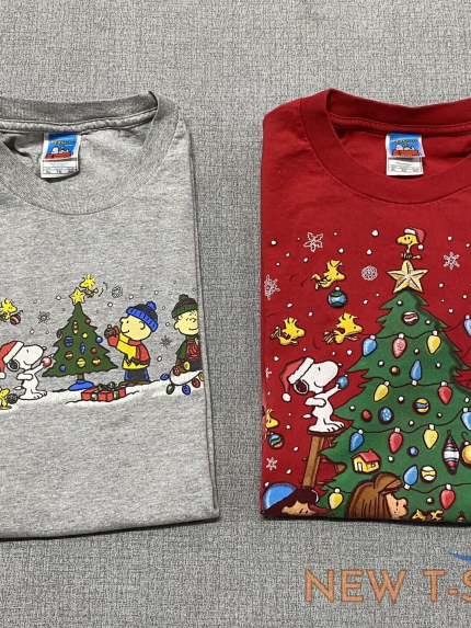 vintage peanuts gang charlie brown christmas shirt adult xl lot of 2 holiday tee 0.png