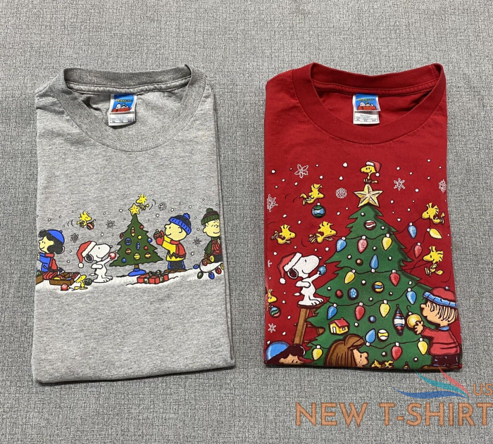 vintage peanuts gang charlie brown christmas shirt adult xl lot of 2 holiday tee 0.png