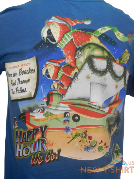 vintage united parrot express christmas happy holiday hour t shirt blue m 0.png