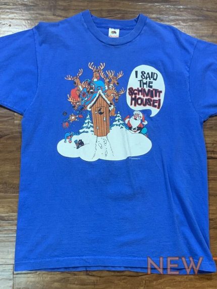 vtg 90 s christmas shirt sarcastic sz xl blue tee usa made single stitch funny 1.jpg