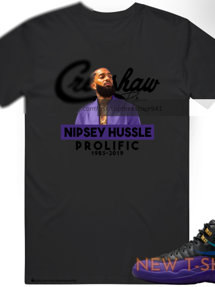 white t shirt inspired by nipsey hussle air jordan 12 field purple 1.png