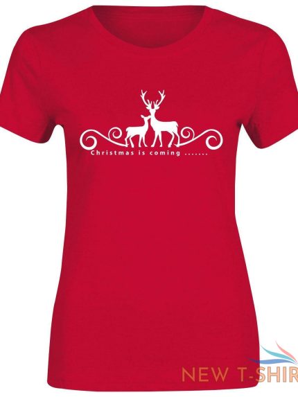 women reindeer print christmas is coming t shirt girls xmas short sleeve top 0.jpg