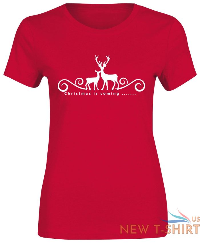 women reindeer print christmas is coming t shirt girls xmas short sleeve top 3.jpg