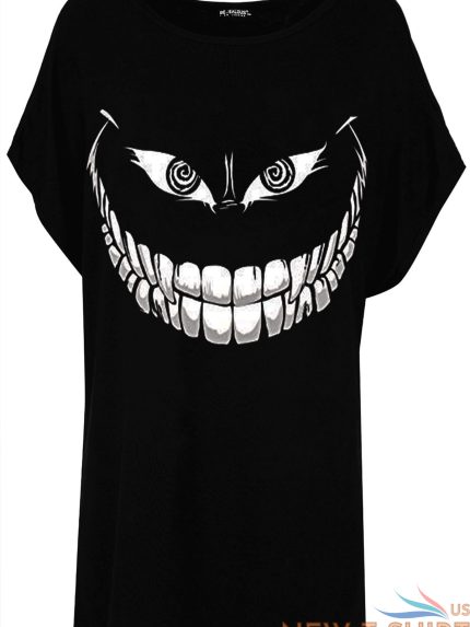 womens baggy ladies batwing lagenlook halloween skull teeth scary t shirt top 1.jpg