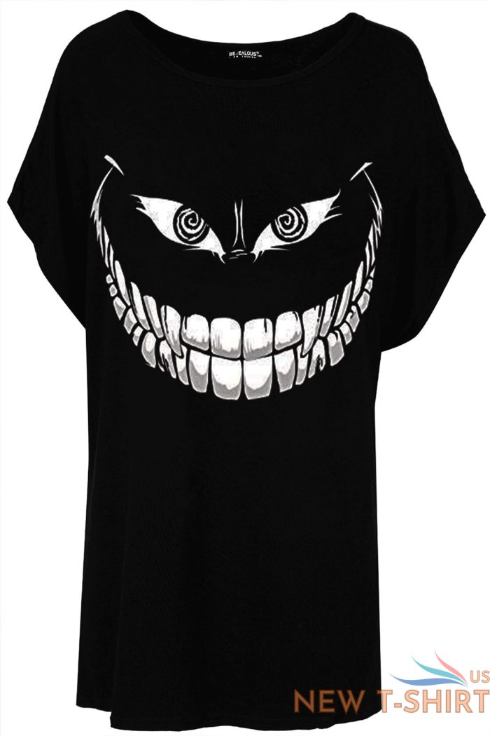 womens baggy ladies batwing lagenlook halloween skull teeth scary t shirt top 1.jpg