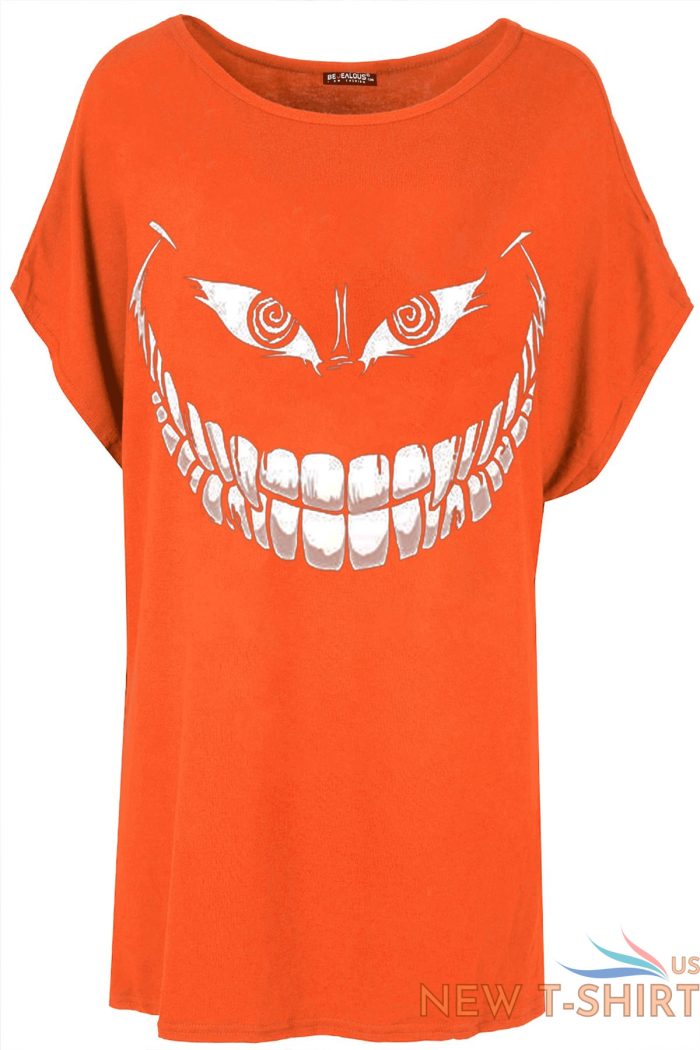 womens baggy ladies batwing lagenlook halloween skull teeth scary t shirt top 3.jpg