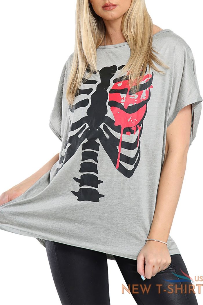 womens baggy ladies batwing lagenlook halloween skull teeth scary t shirt top 9.jpg