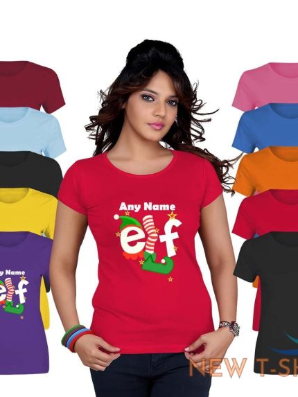 womens girls any name elf christmasprint t shirt 0.jpg