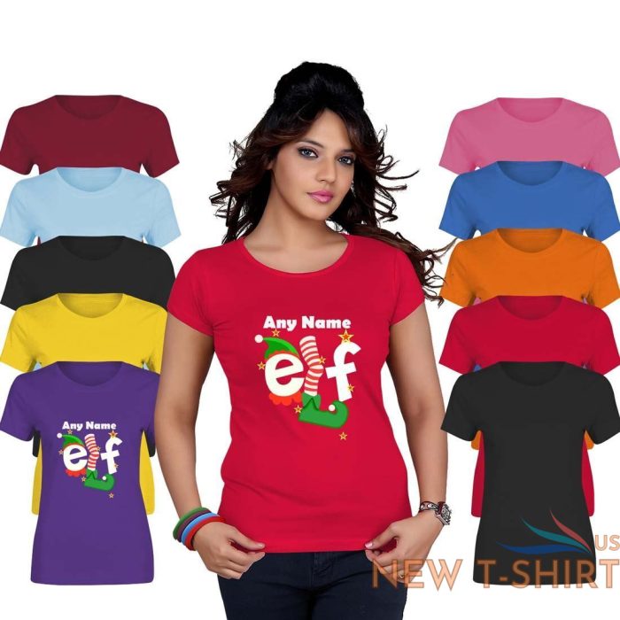 womens girls any name elf christmasprint t shirt 0.jpg