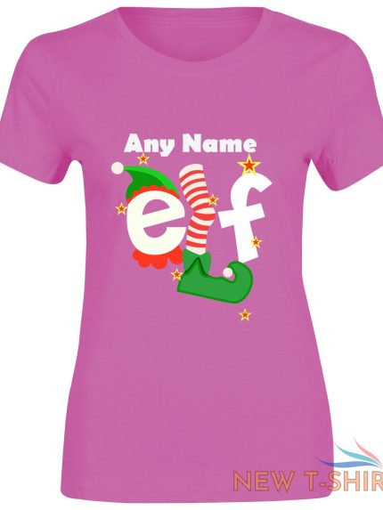 womens girls any name elf christmasprint t shirt 1.jpg