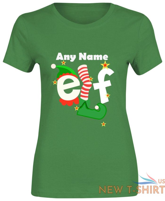 womens girls any name elf christmasprint t shirt 5.jpg