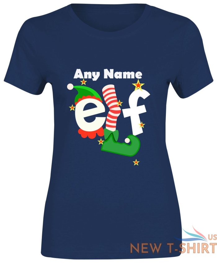 womens girls any name elf christmasprint t shirt 7.jpg