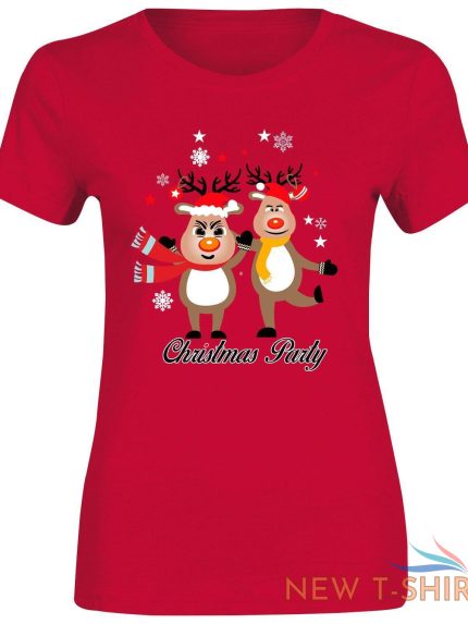 womens girls t shirt reindeer dance xmas party print crew neck t shirt 0.jpg