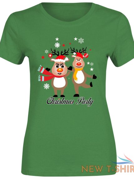 womens girls t shirt reindeer dance xmas party print crew neck t shirt 1.jpg