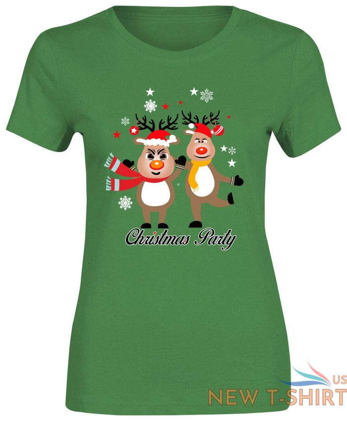 womens girls t shirt reindeer dance xmas party print crew neck t shirt 1.jpg