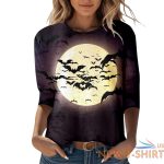 womens happy halloween printed 3 4 length sleeve o neck t shirt top blouse zf 1.jpg