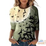 womens happy halloween printed 3 4 length sleeve o neck t shirt top blouse zf 2.jpg