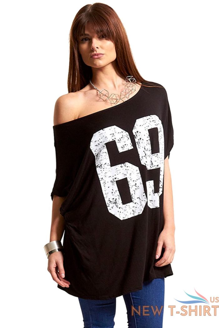 womens ladies batwing sleeve printed off shoulder bardot oversized t shirt top 4.jpg