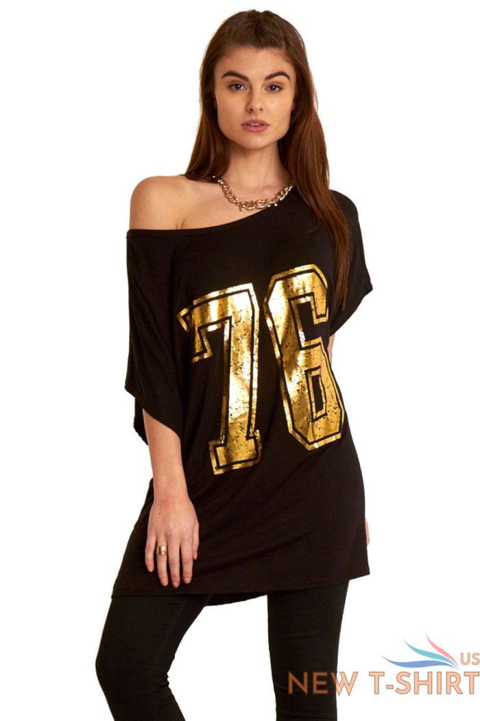 womens ladies batwing sleeve printed off shoulder bardot oversized t shirt top 7.jpg