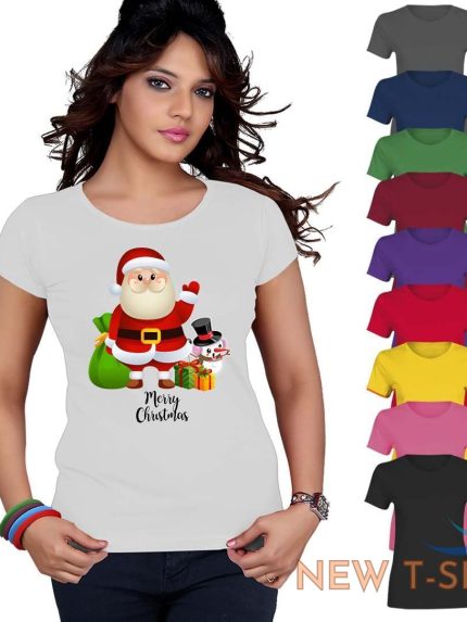 womens ladies merry christmas santa gifts snowman t shirt 0.jpg