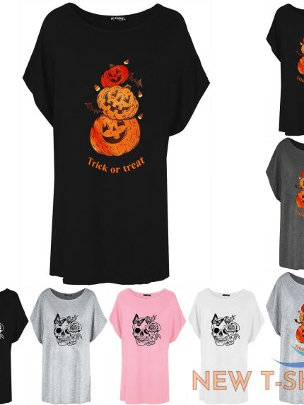 womens ladies trick or treat pumpkin oversized baggy batwing halloween t shirt 0.jpg