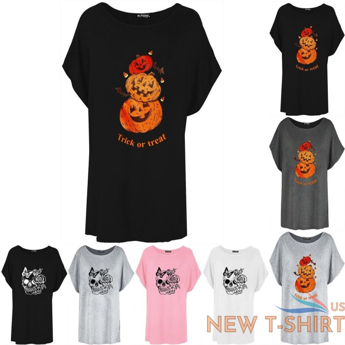 womens ladies trick or treat pumpkin oversized baggy batwing halloween t shirt 0.jpg