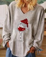 womens v neck christmas t shirt ladies loose baggy jumper pullover tops fashion 3.jpg