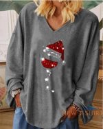 womens v neck christmas t shirt ladies loose baggy jumper pullover tops fashion 4.jpg