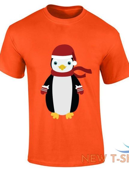 xmas penguin santa hat print t shirt mens boys christmas short sleeve cotton tee 0.jpg