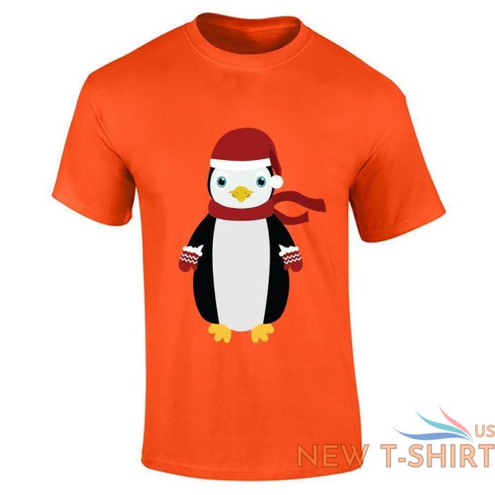 xmas penguin santa hat print t shirt mens boys christmas short sleeve cotton tee 0.jpg