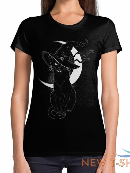 black witch cat with hat halloween women s t shirt 0.jpg