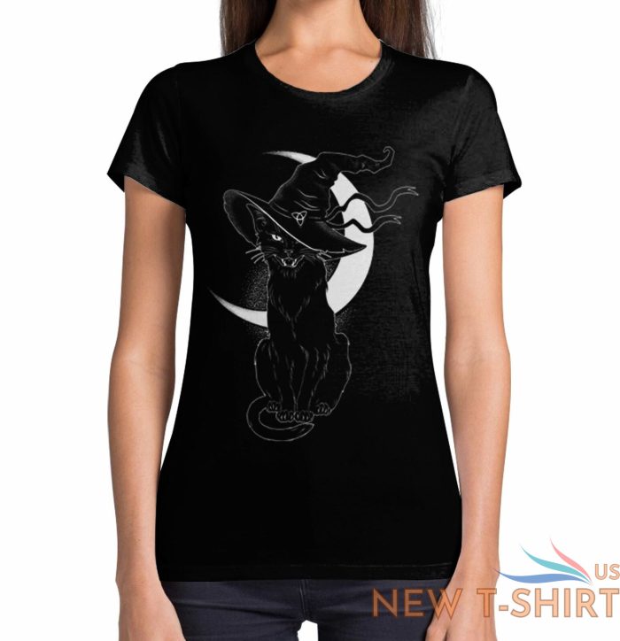 black witch cat with hat halloween women s t shirt 0.jpg